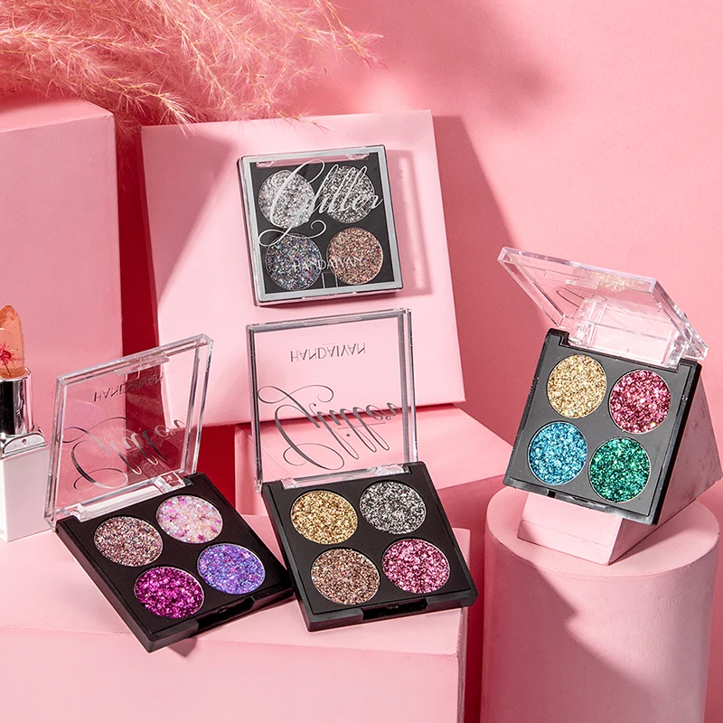 

4-color sequin eyeshadow palette, bright and beautiful waterproof eyeshadow palette алиѬа еней Тени для глаз